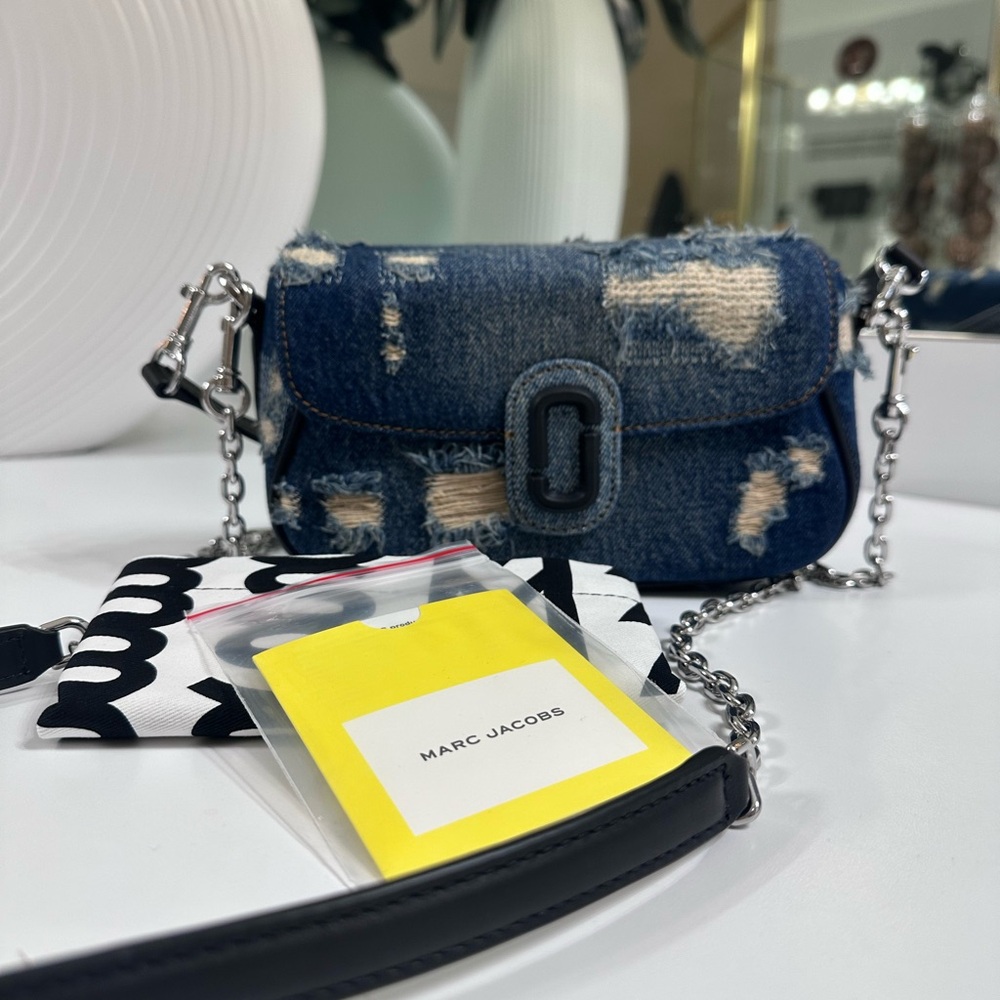 NWT $350 Marc Jacobs Shoulder Bag The Rip and Repair Denim Clover Handbag